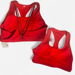 NWT Fabletics Boost Medium Impact Sports Bra XXL Electric Cherry Leopard